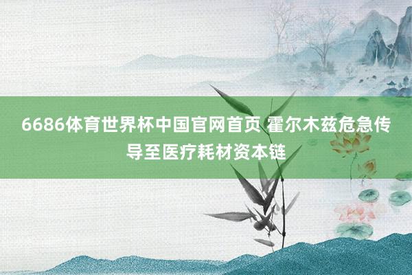 6686体育世界杯中国官网首页 霍尔木兹危急传导至医疗耗材资本链