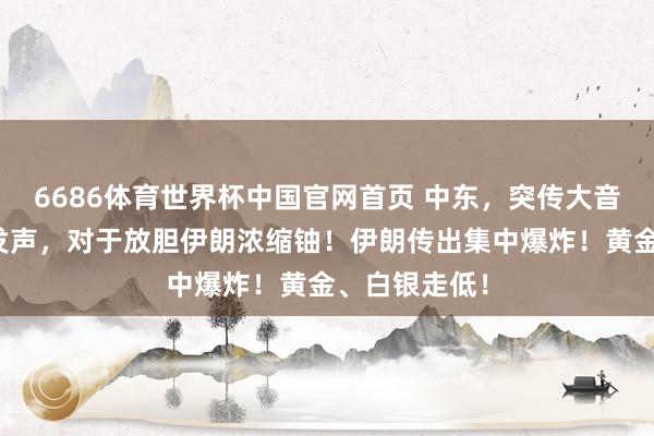 6686体育世界杯中国官网首页 中东，突传大音信！特朗普发声，对于放胆伊朗浓缩铀！伊朗传出集中爆炸！黄金、白银走低！