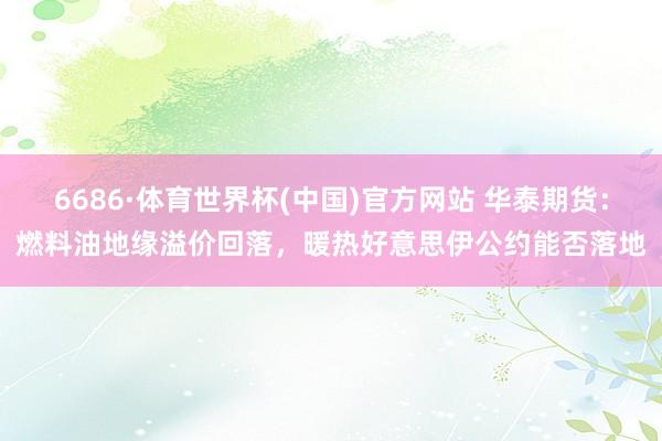 6686·体育世界杯(中国)官方网站 华泰期货：燃料油地缘溢价回落，暖热好意思伊公约能否落地