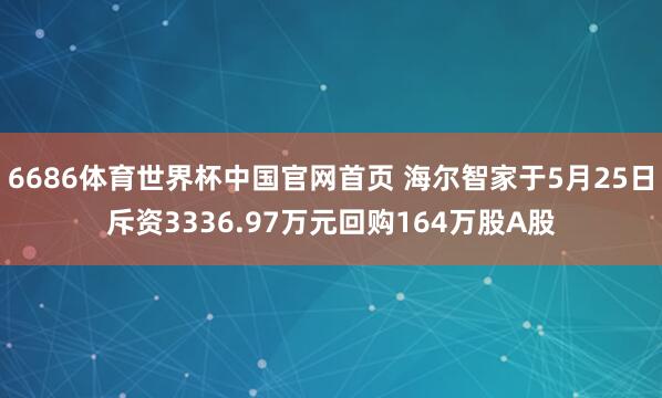 6686体育世界杯中国官网首页 海尔智家于5月25日斥资3336.97万元回购164万股A股