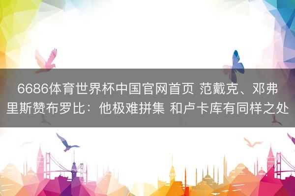 6686体育世界杯中国官网首页 范戴克、邓弗里斯赞布罗比:他极难拼集 和卢卡库有同样之处