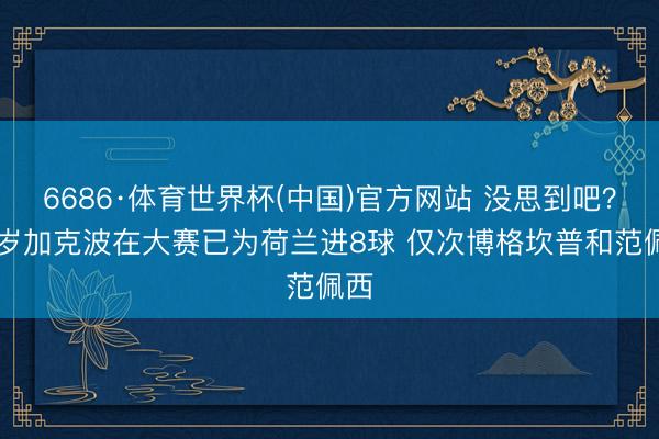 6686·体育世界杯(中国)官方网站 没思到吧?27岁加克波在大赛已为荷兰进8球 仅次博格坎普和范佩西