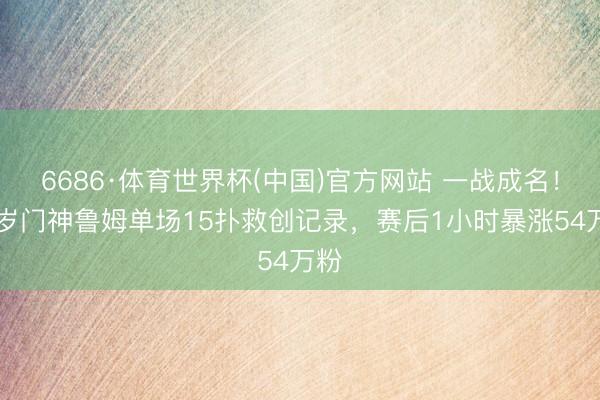 6686·体育世界杯(中国)官方网站 一战成名!37岁门神鲁姆单场15扑救创记录,赛后1小时暴涨54万粉